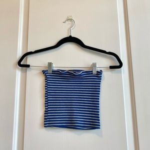 Blue Striped Tube Top